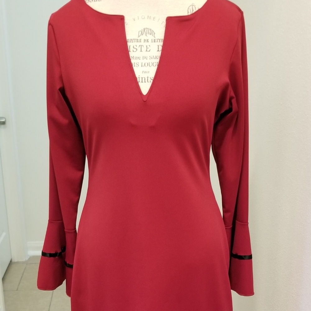 Dress/blue red/short/bell sleeve New M